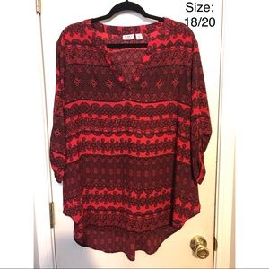 Red & Black Floral Top